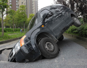 pothole, car accident