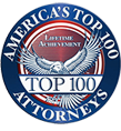 America's Top 100 Attorneys badge, featuring an eagle and the text 'Lifetime Achievement, Top 100.'